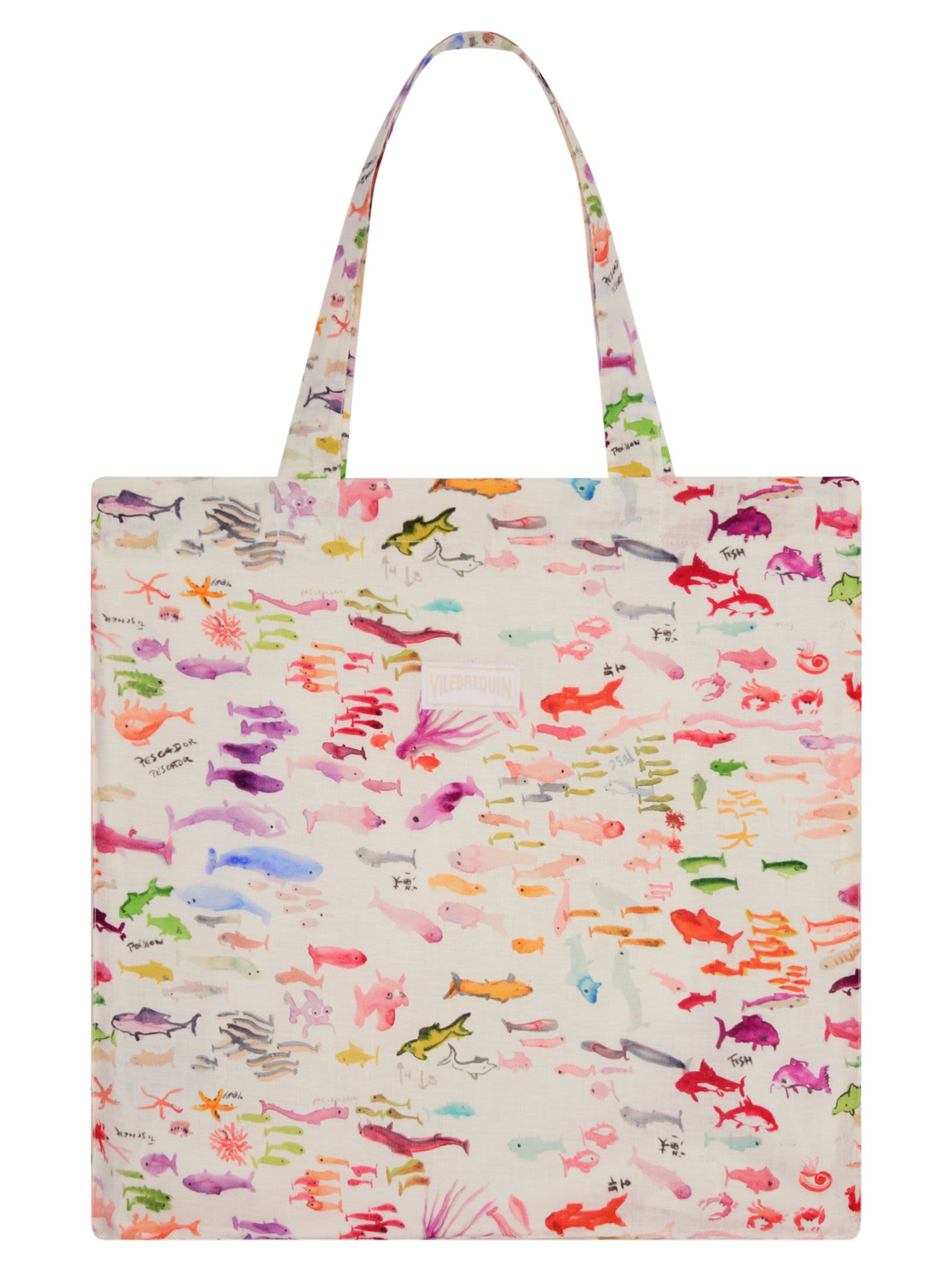 Linen Tote Bag With Marine Print