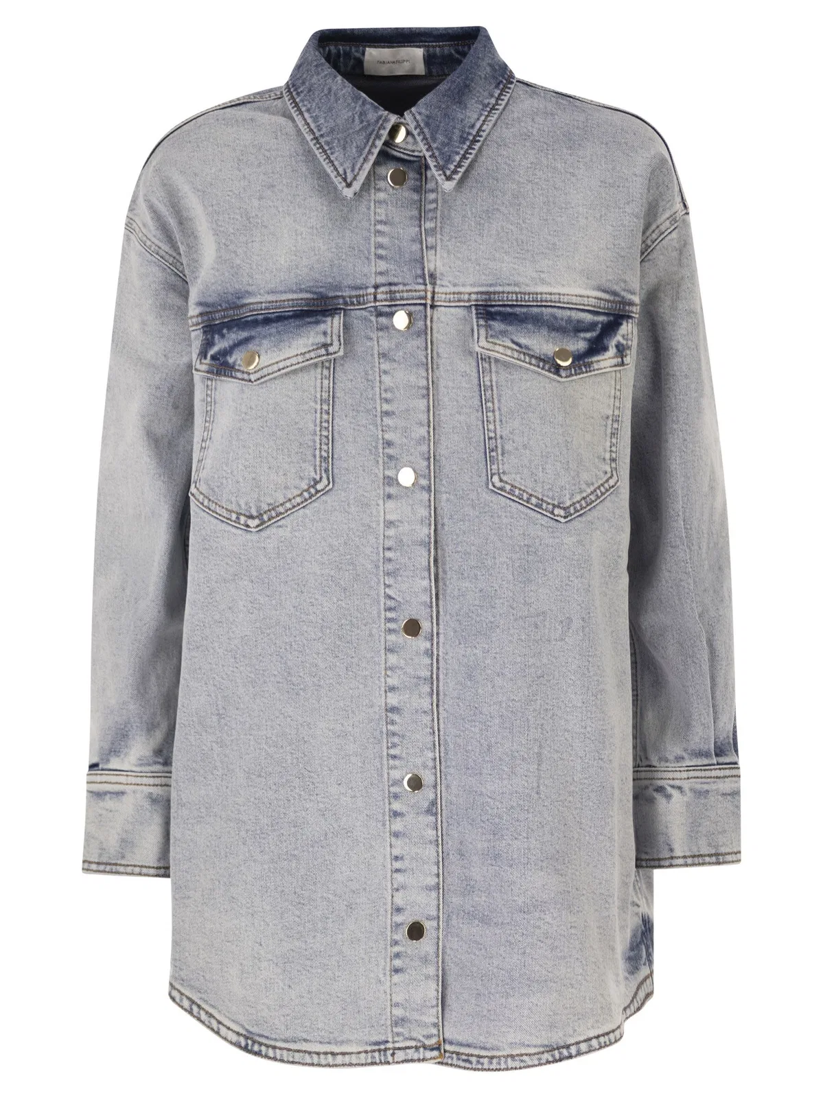 Boyfriend Shirt In Distressed Denim