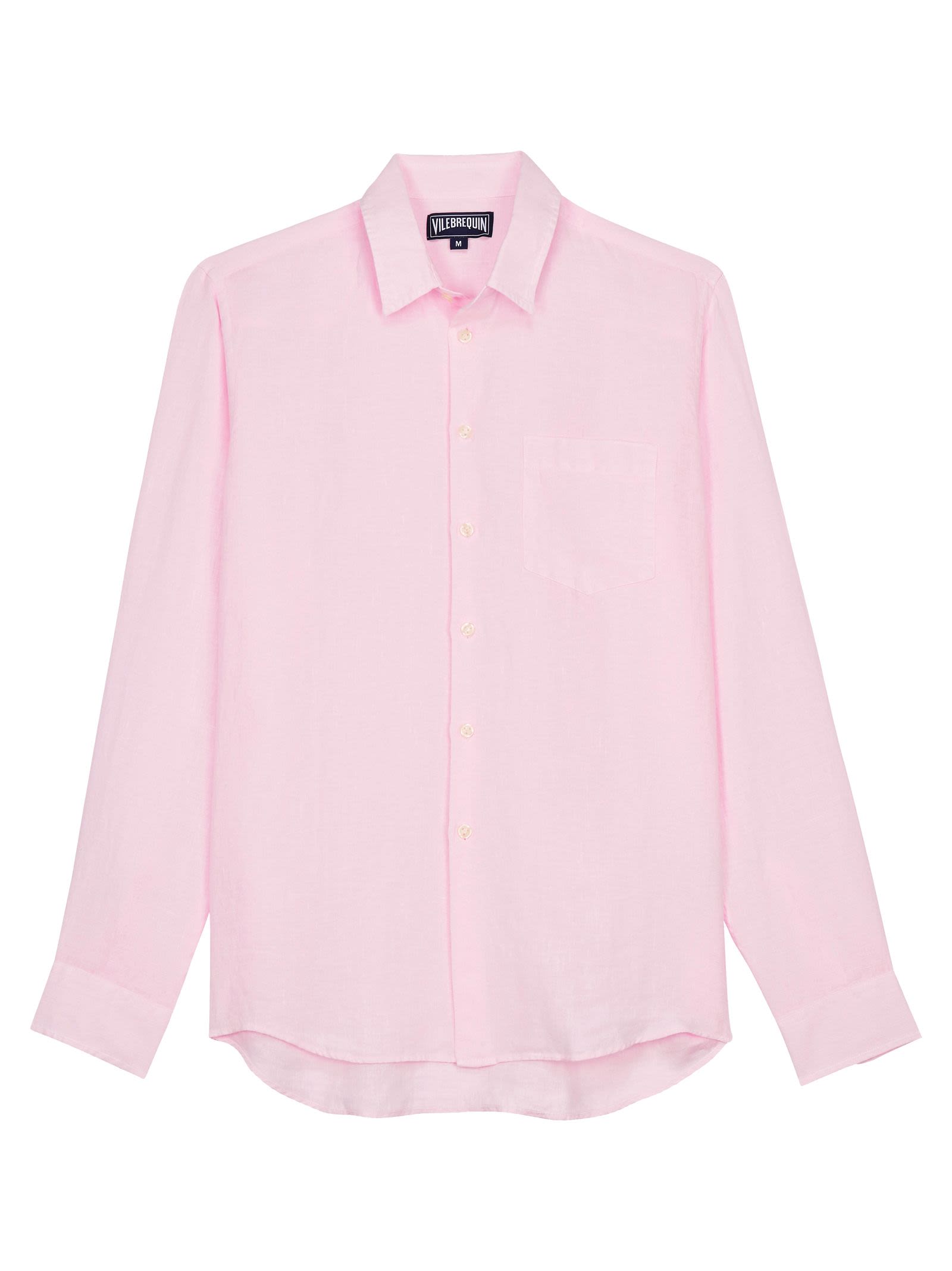 Plain Linen Shirt With Chest Pocket
