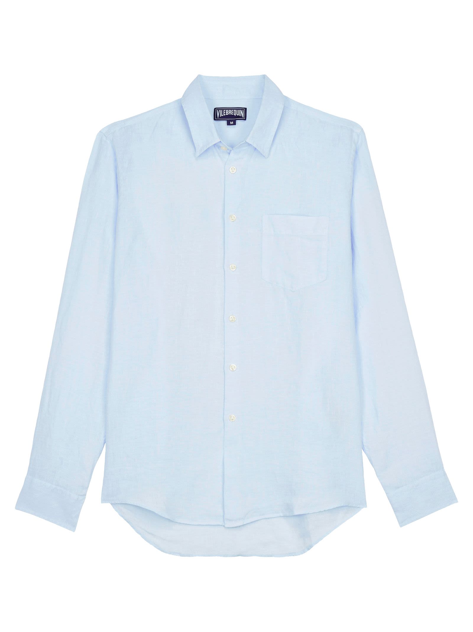Plain Linen Shirt With Chest Pocket