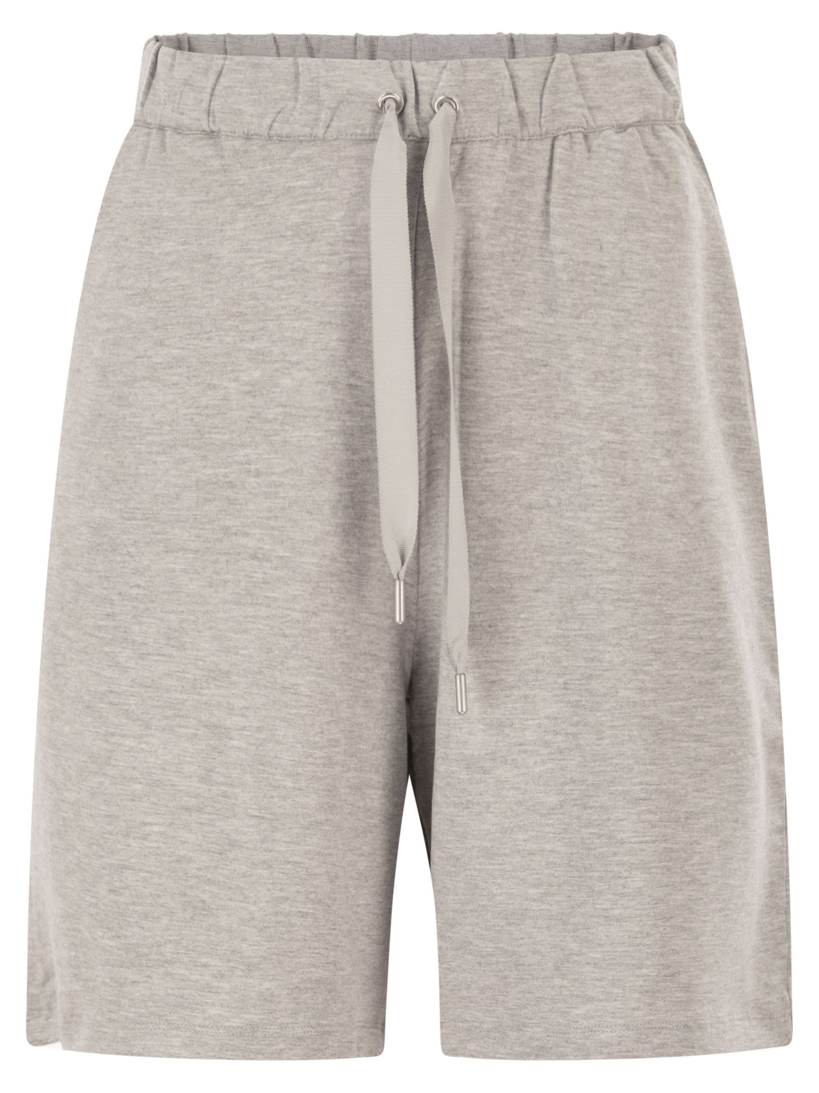 Stretch Viscose Bermuda Shorts With Drawstring Waist