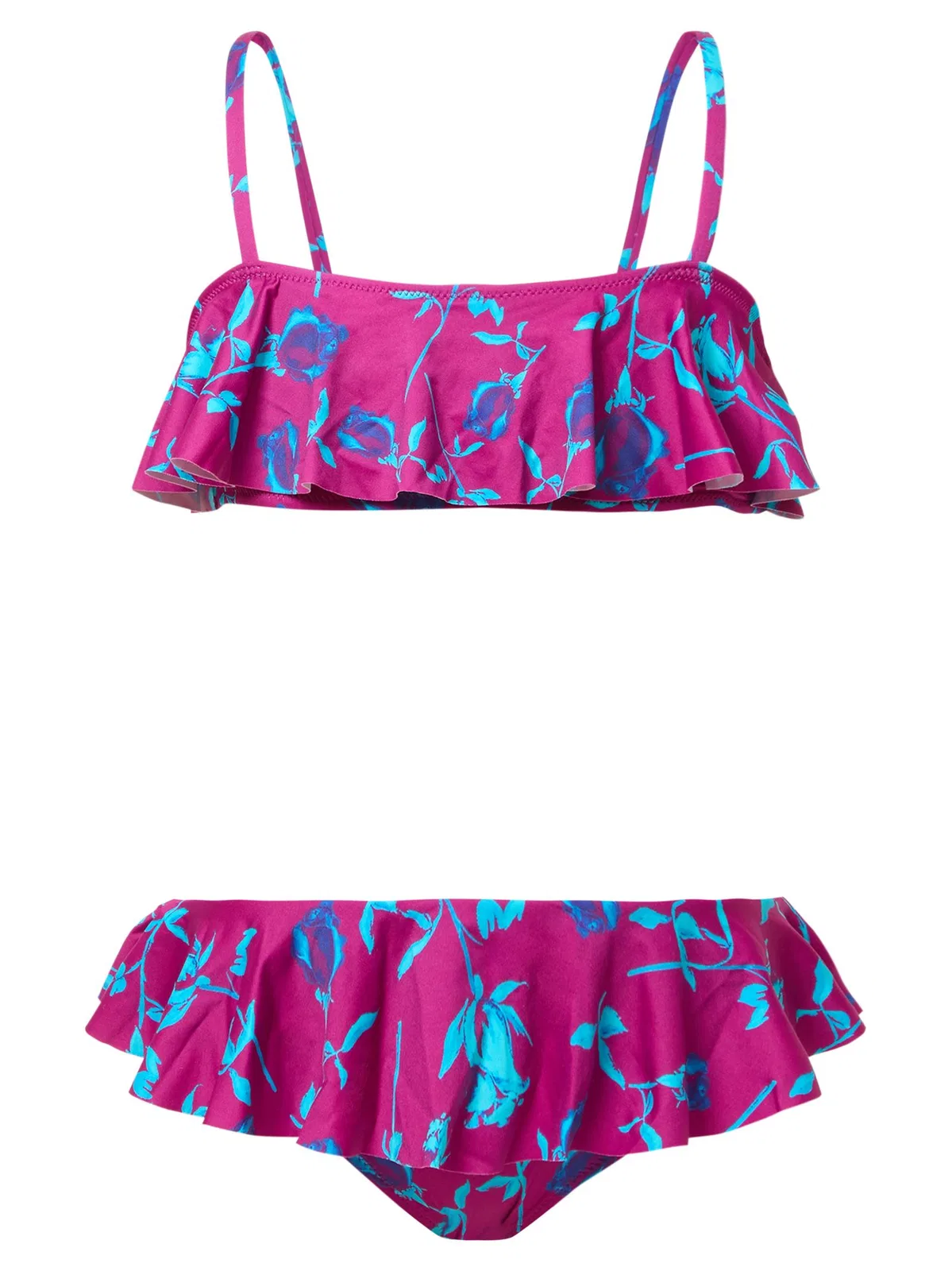 Girls’ Bikini With Floral Print And Ruffle Detail