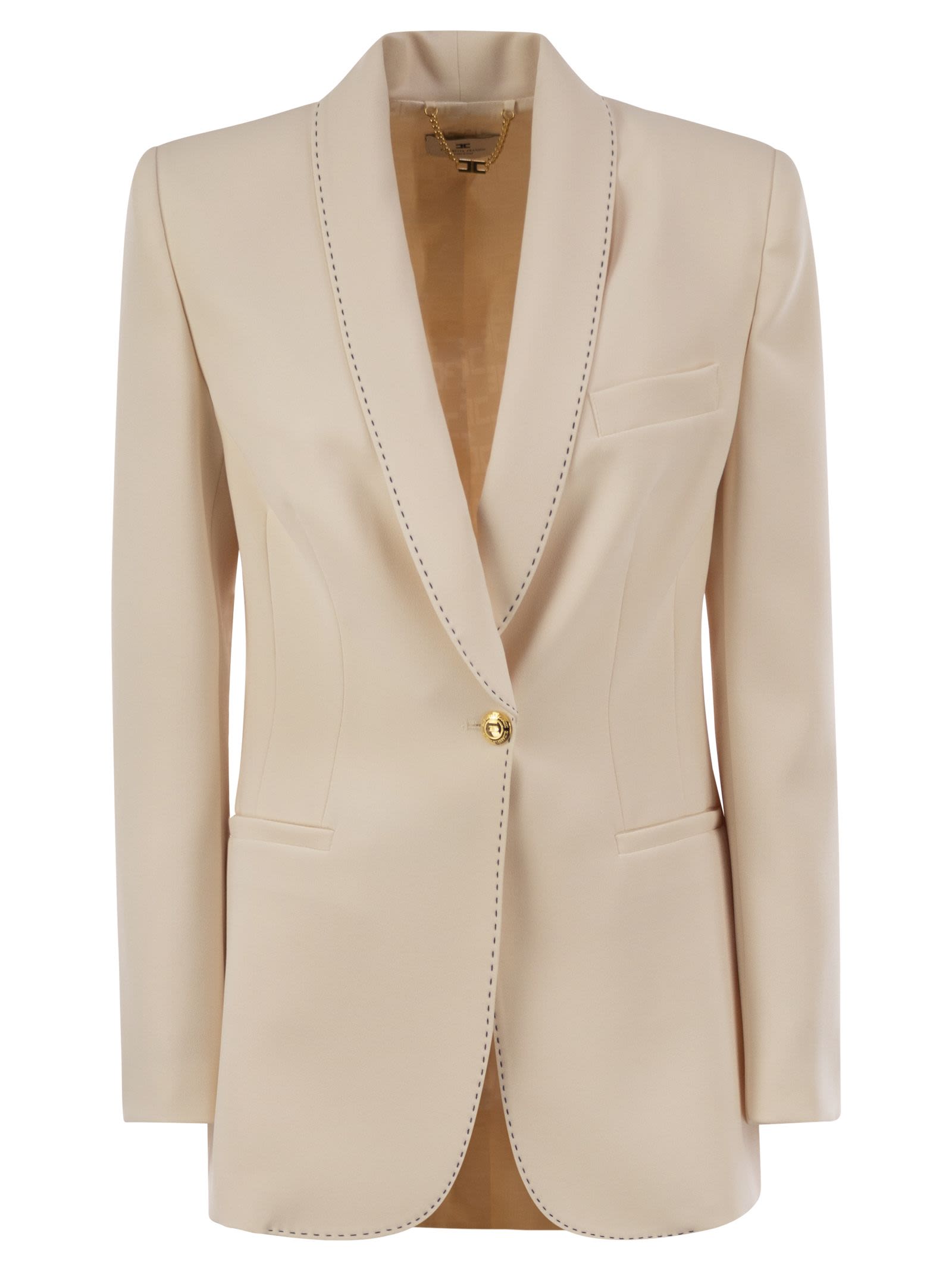 Crepe Jacket With Contrasting Topstitching