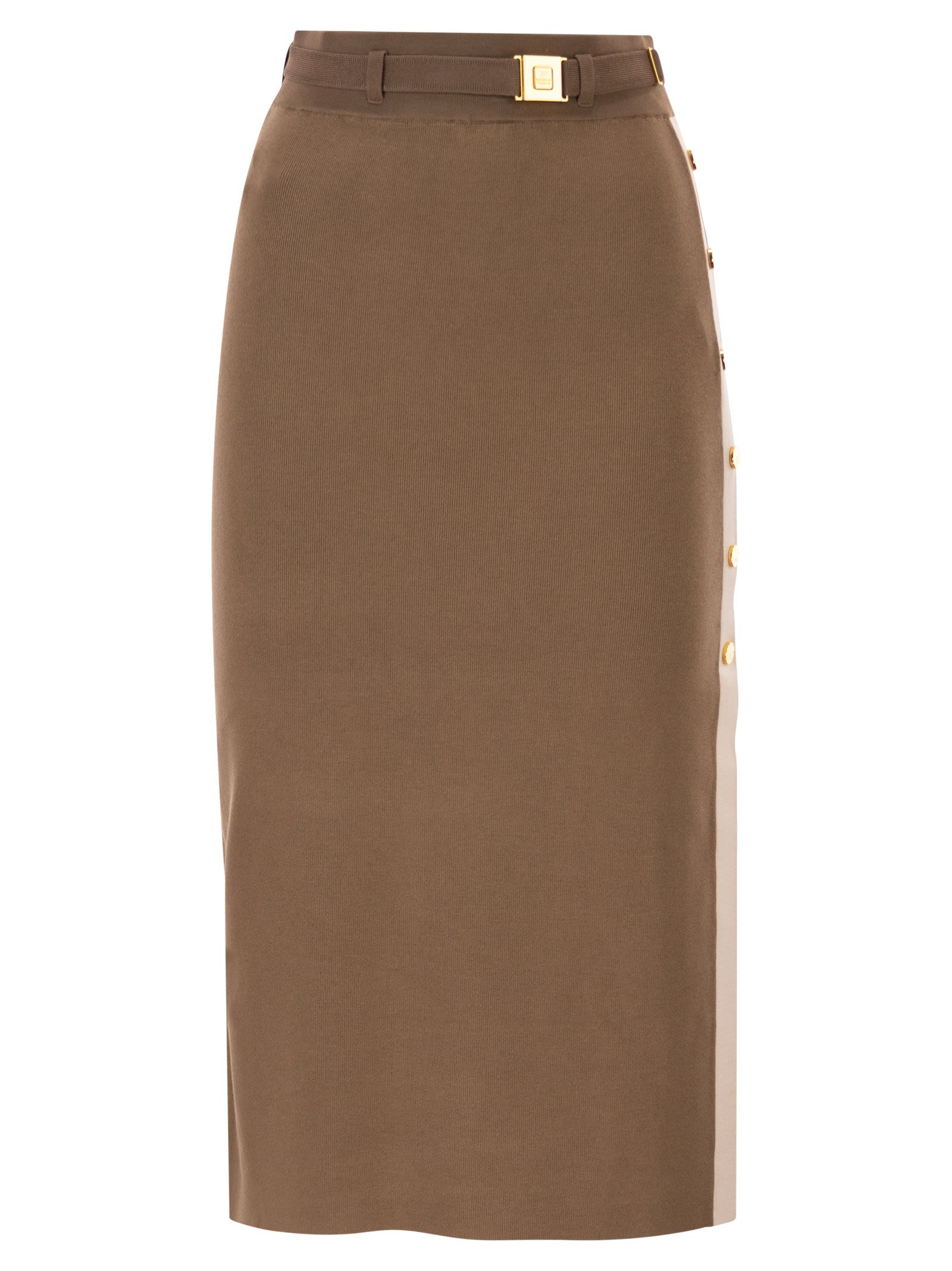 Knitted Skirt With Shiny Viscose Bands