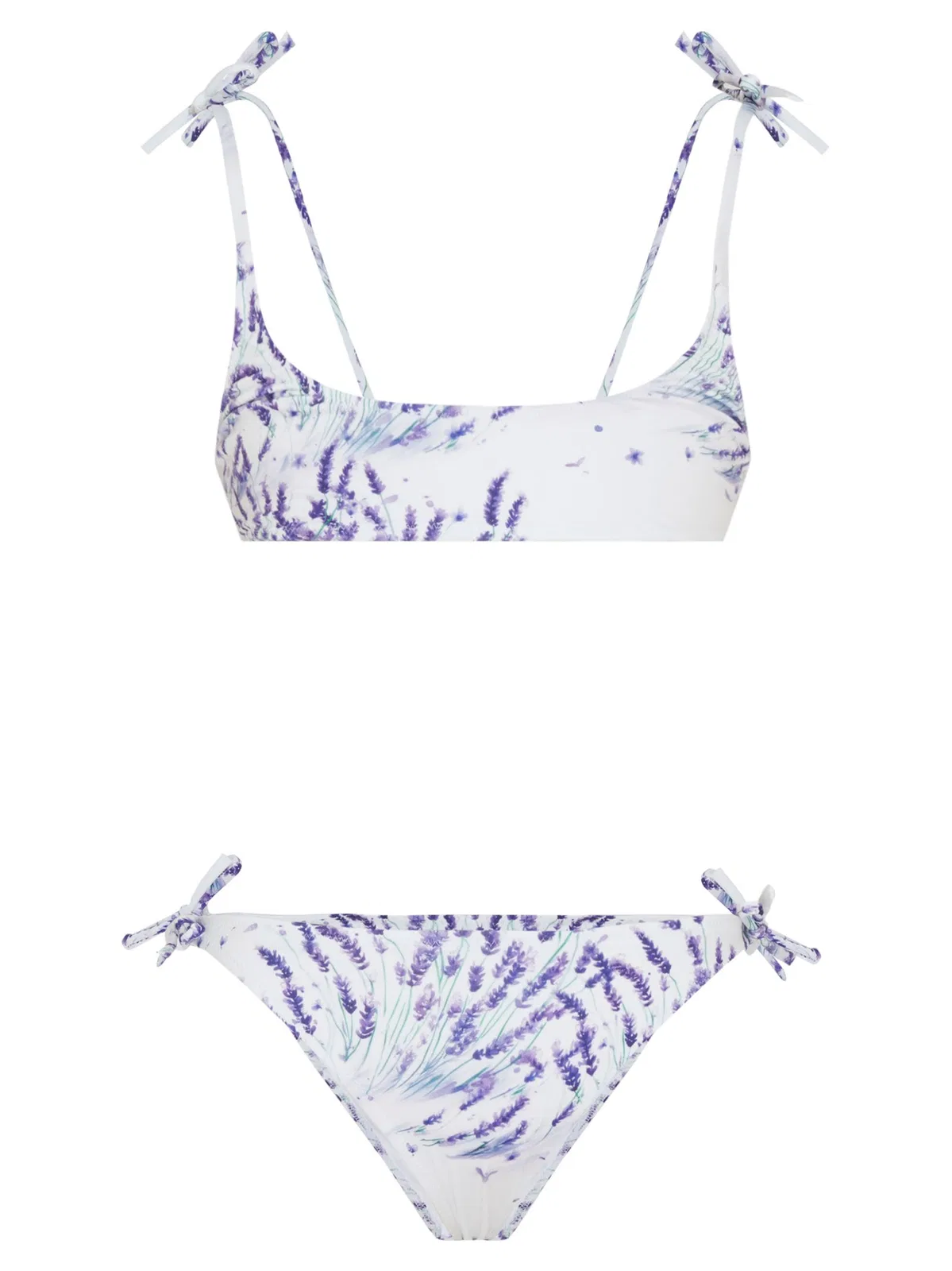 Girls’ Bikini With Lavender Print And Adjustable Ties