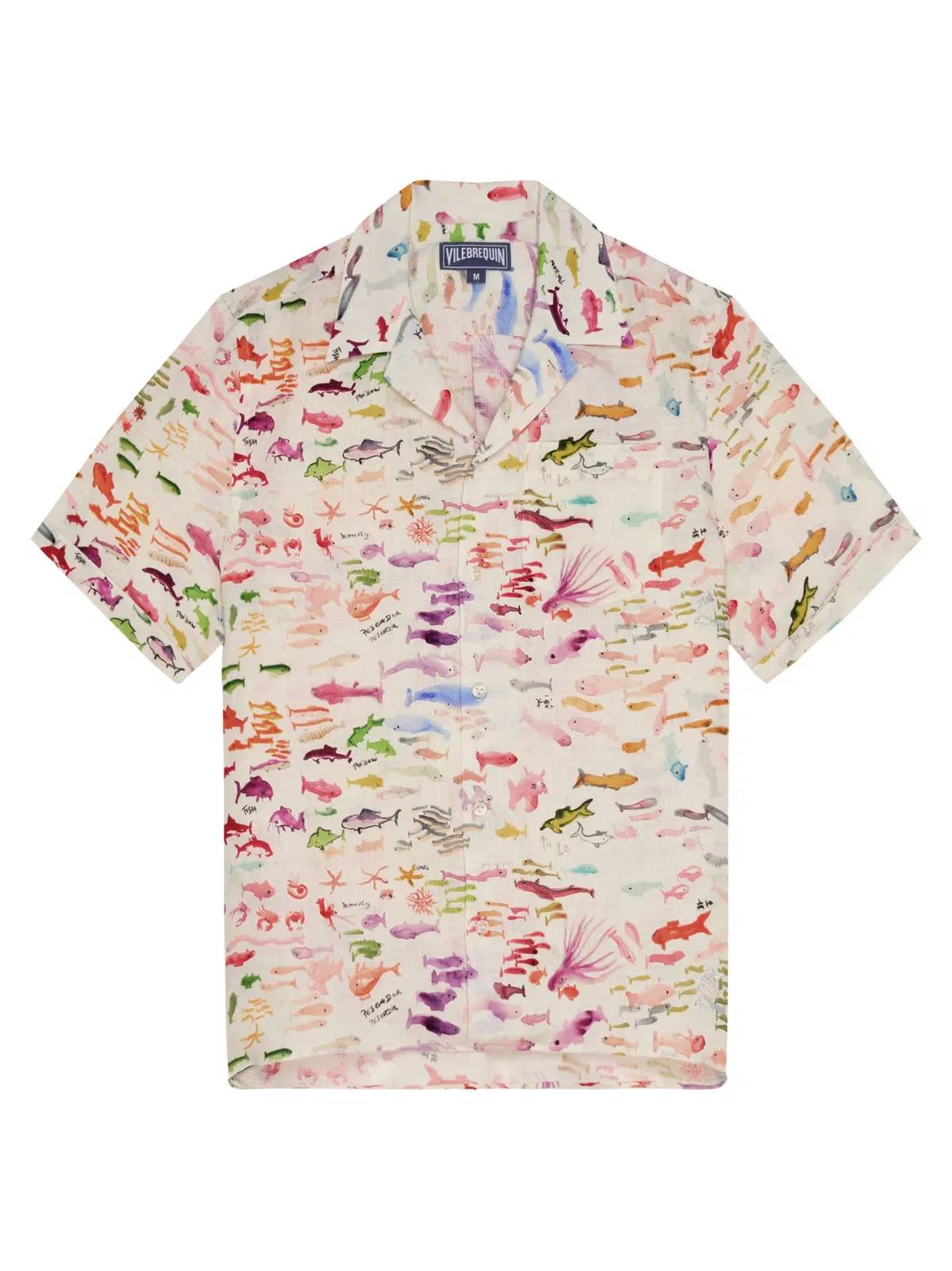 Linen Shirt With Multicolour Marine Print