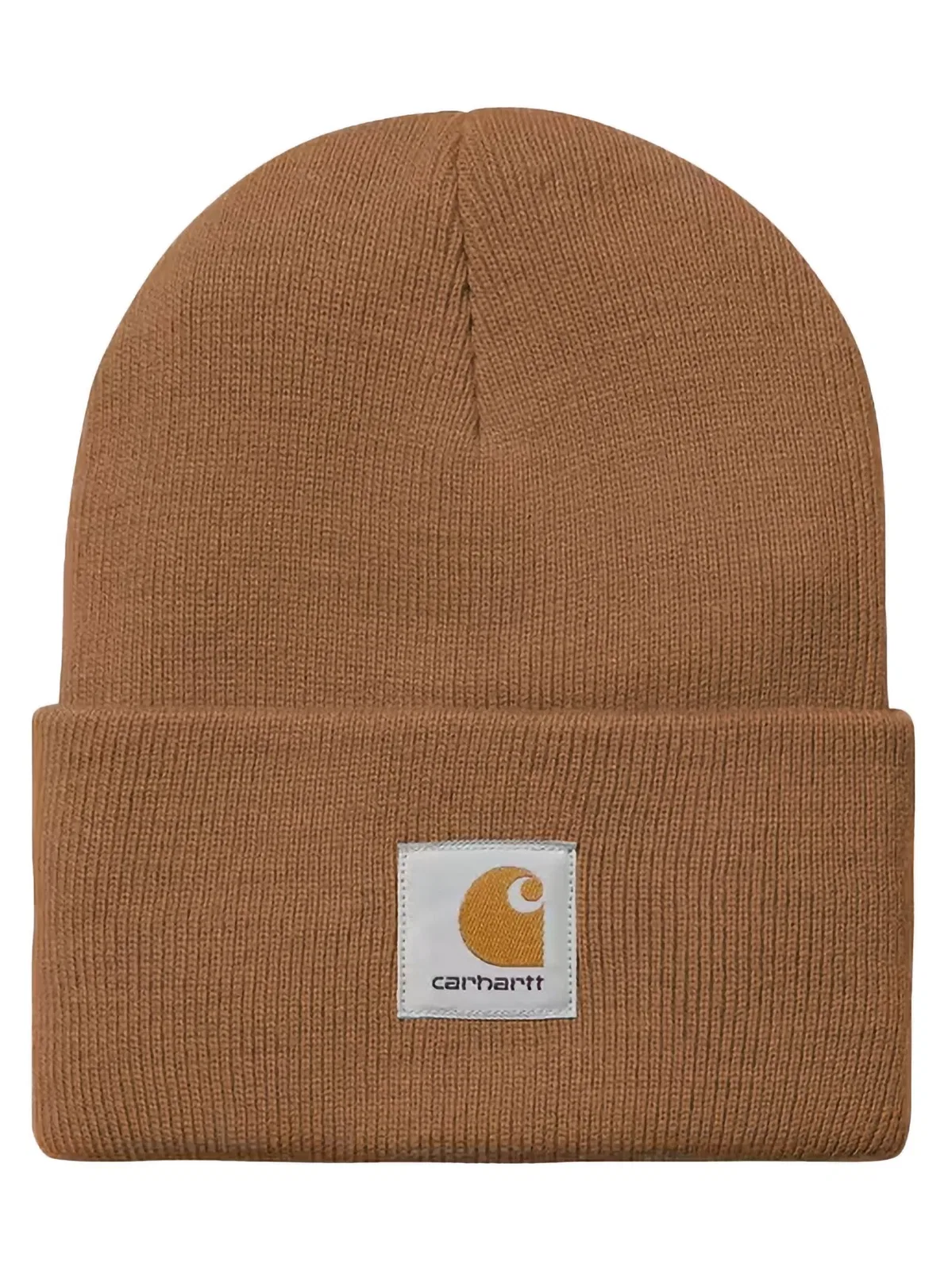 Carhartt Hat With Turn-up And Logo Label In Camel