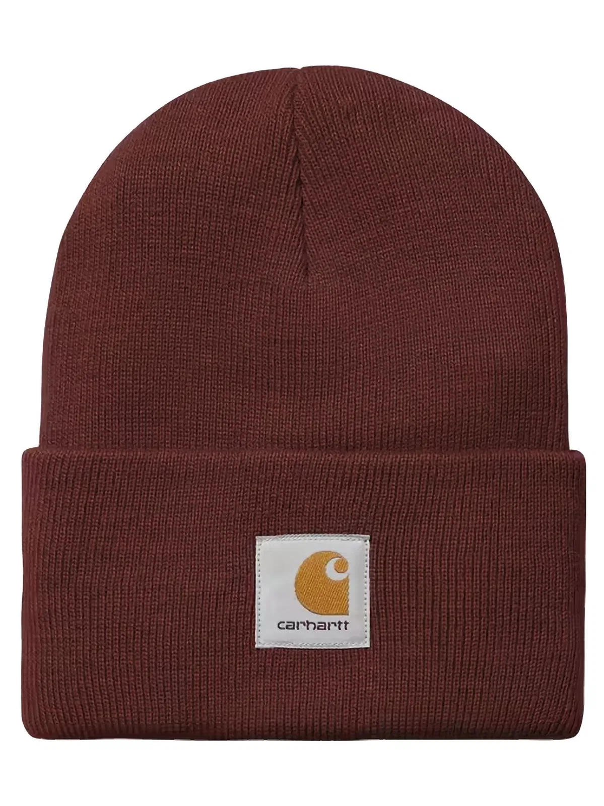 Carhartt Hat With Turn-up And Logo Label In Burgundy