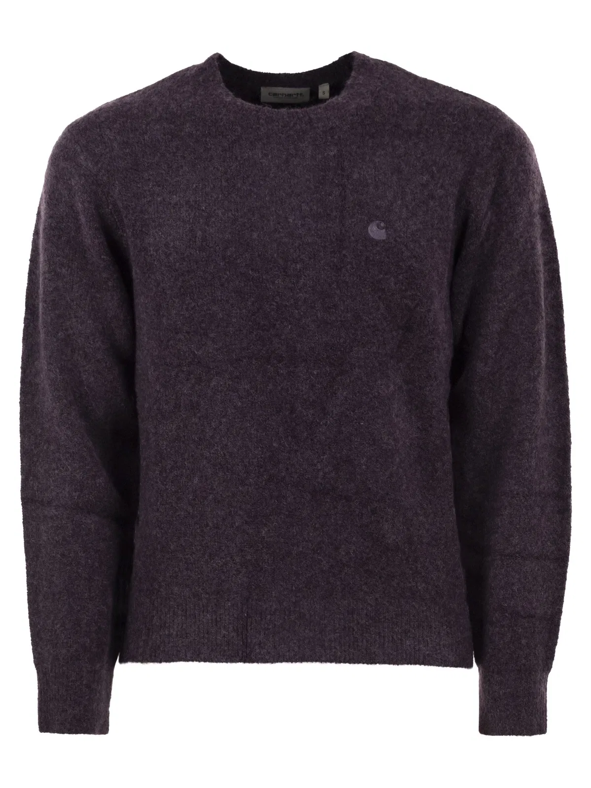 Carhartt Mélange Crew Neck Knit With Embroidered Logo In Purple
