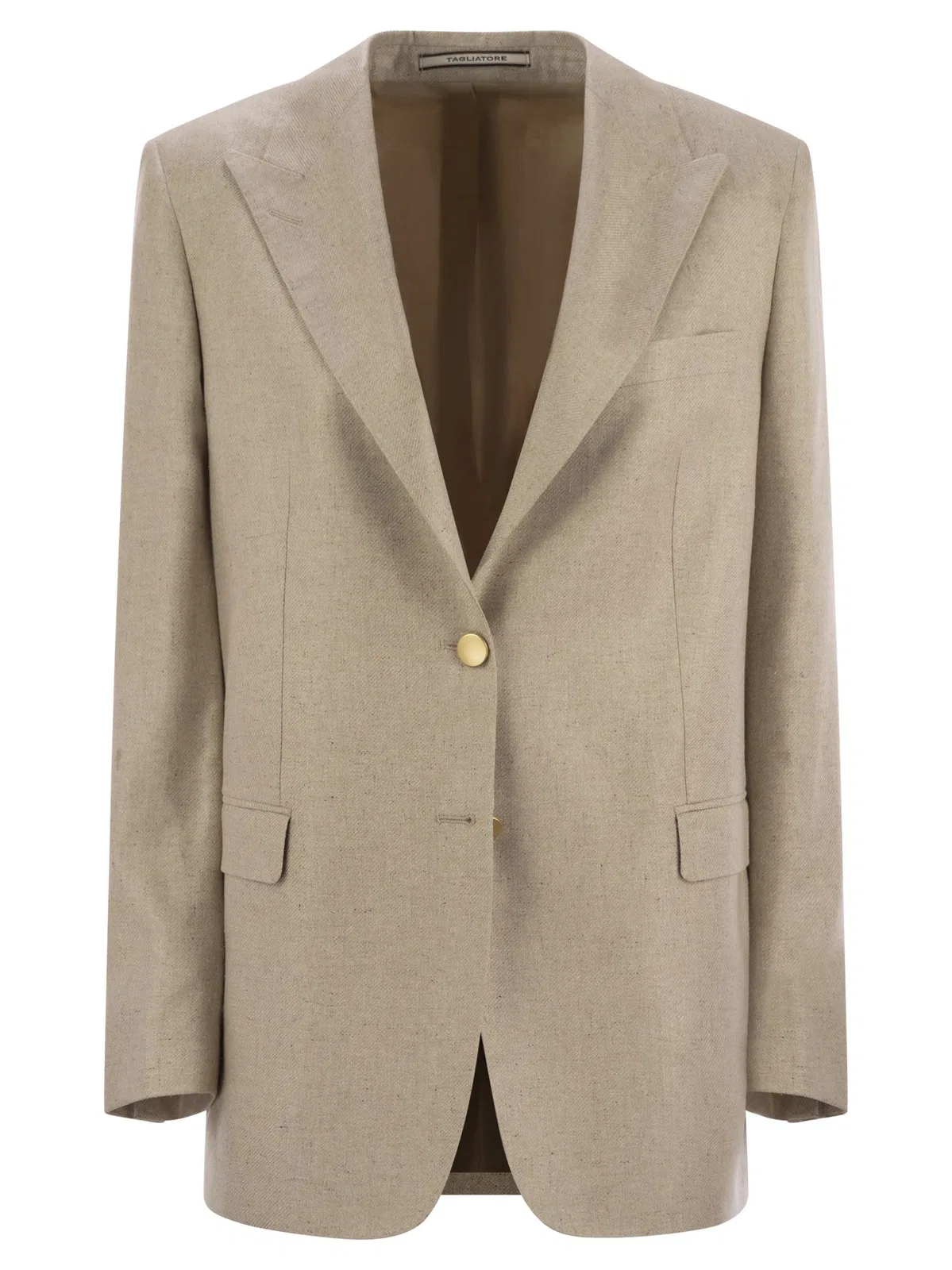 Tagliatore Silk Two-button Jacket With Patch Pockets In Beige