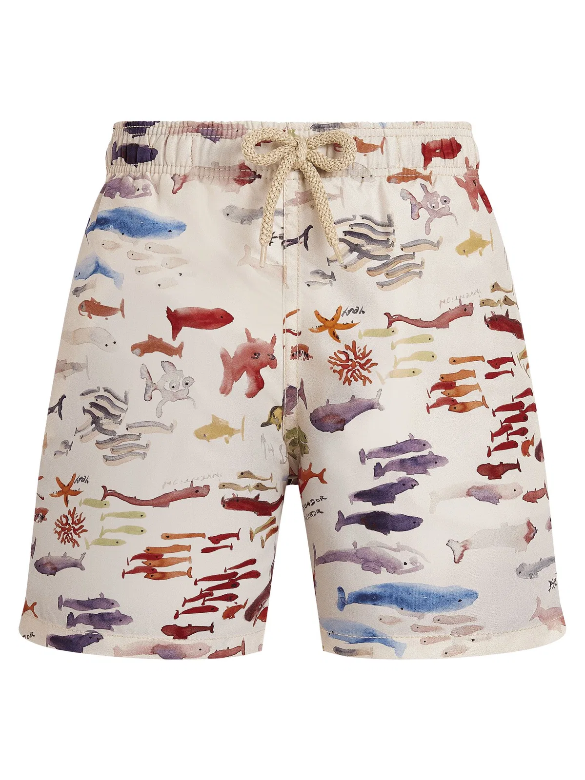 Boys’ Recycled Polyamide Swim Shorts With Watercolour Fish Print