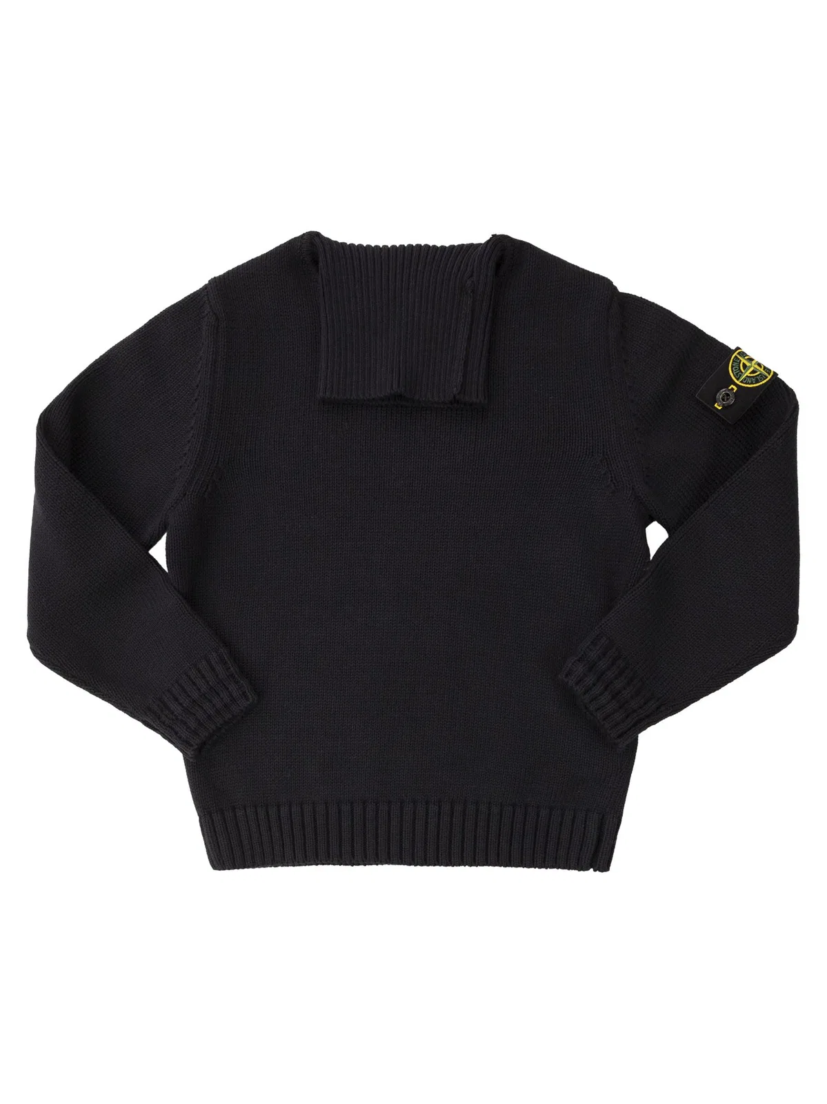 Cotton Knit Jumper With High Neck And Compass Badge