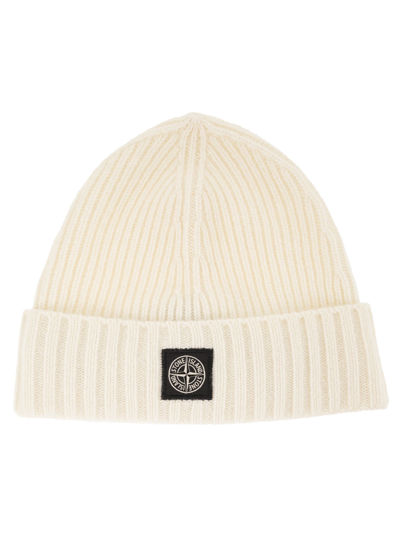 Rib-Knit Wool Blend Beanie With Compass Logo
