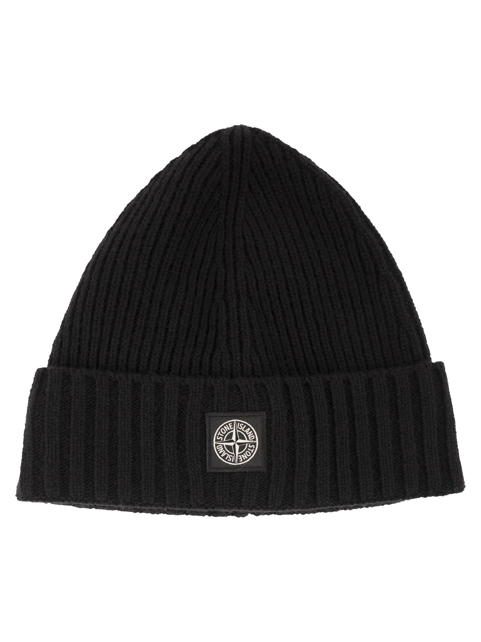 Rib-Knit Wool Blend Beanie With Compass Logo