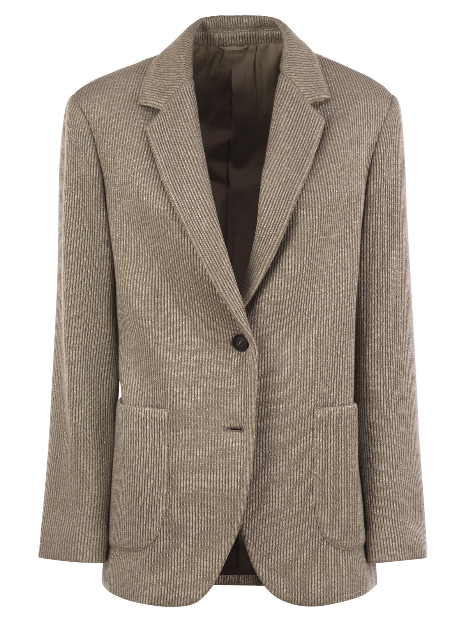 Sparkling English Rib Cotton And Viscose Knitted Jacket With Monili