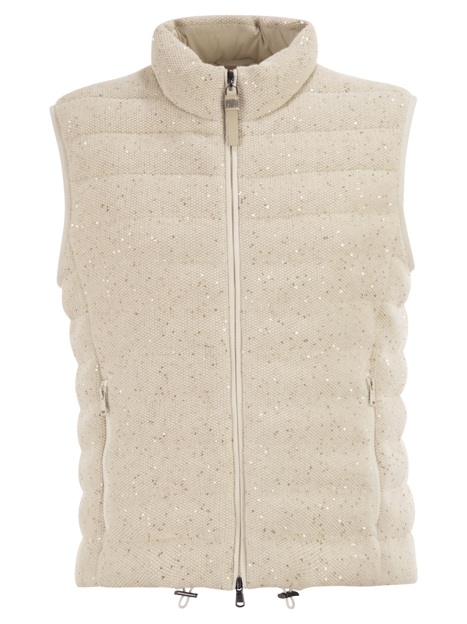 Padded Cotton Waistcoat With Sequins And Precious Details