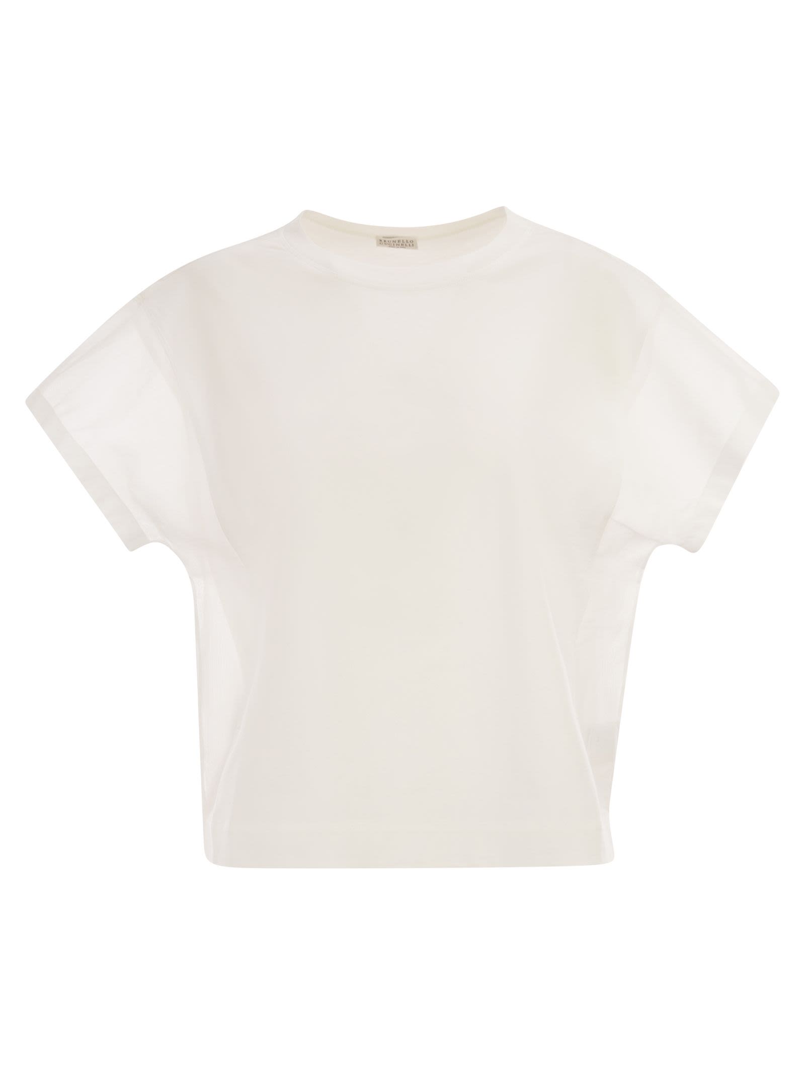 Cotton T-Shirt With Sleeves And Transparent Side Inserts