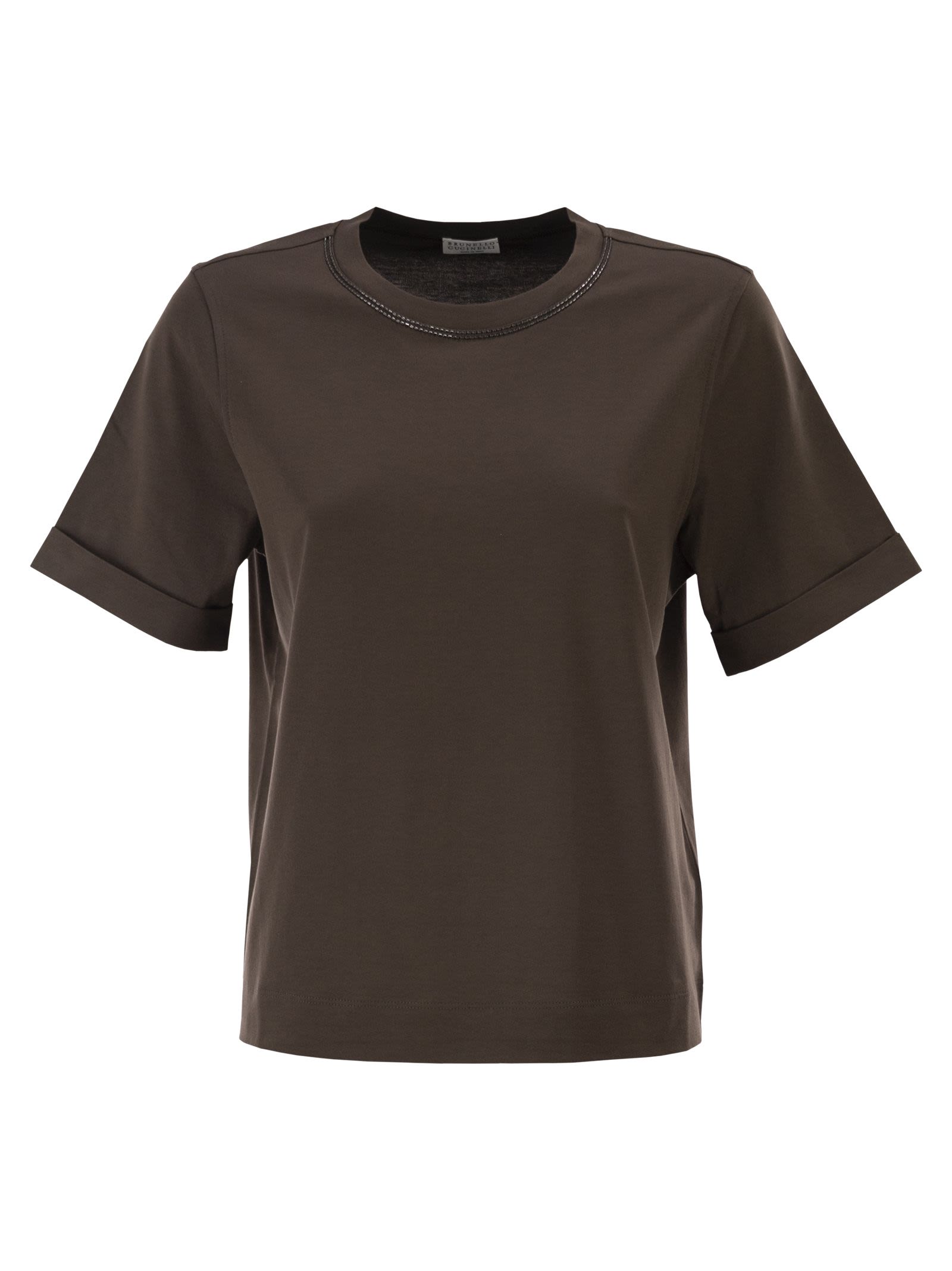 Cotton Jersey T-Shirt With Shiny Trims