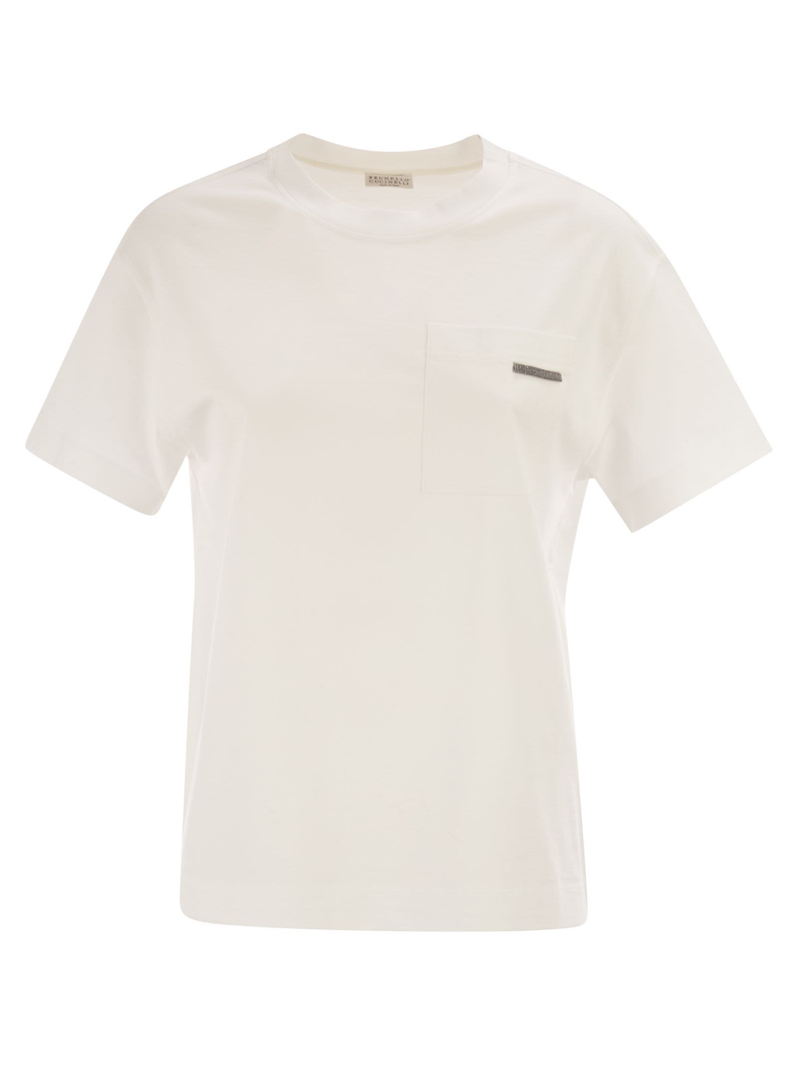 Cotton Jersey T-Shirt With Shiny Tab