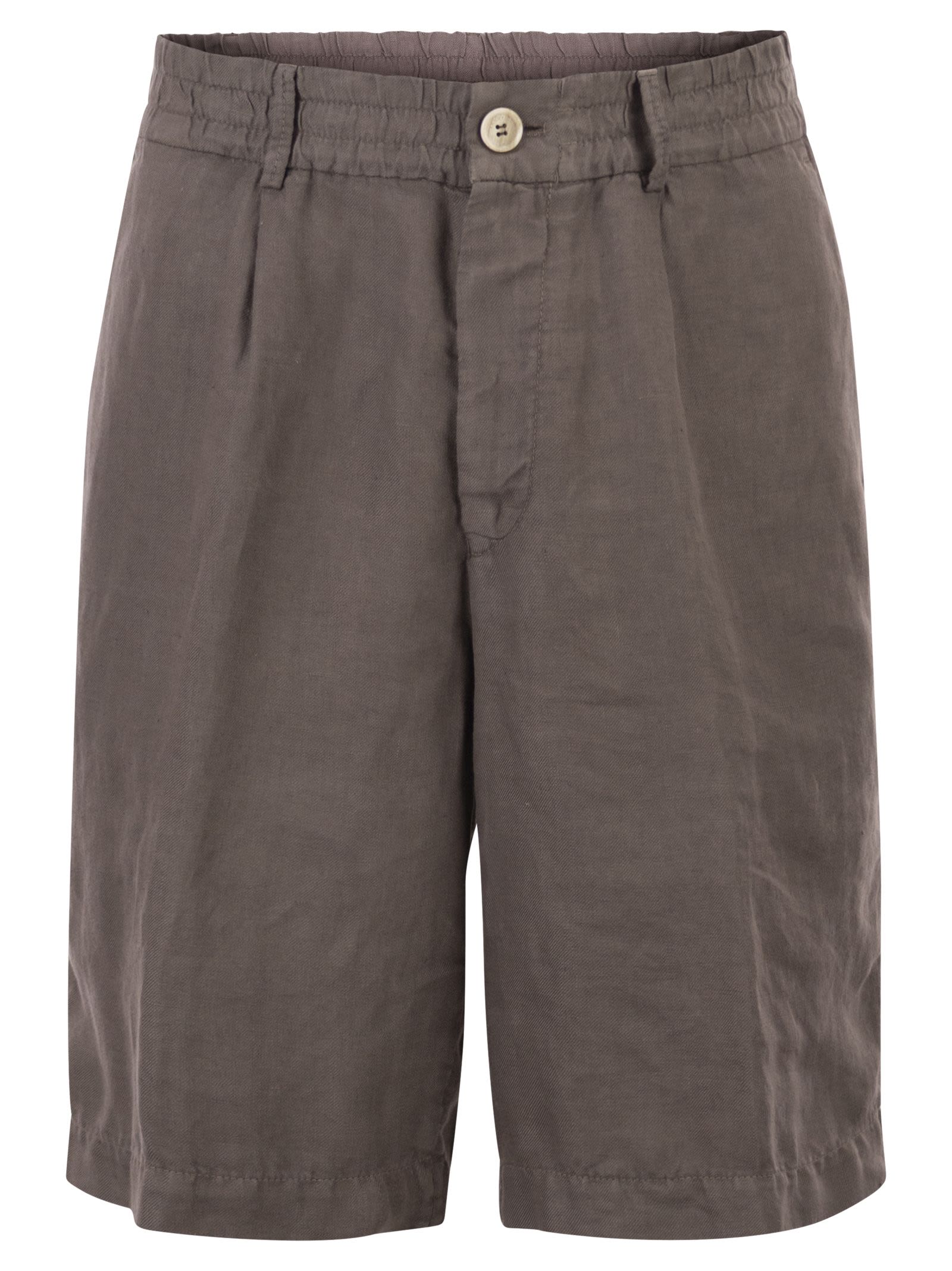 Bermuda Shorts In Light Délavé Linen Canvas