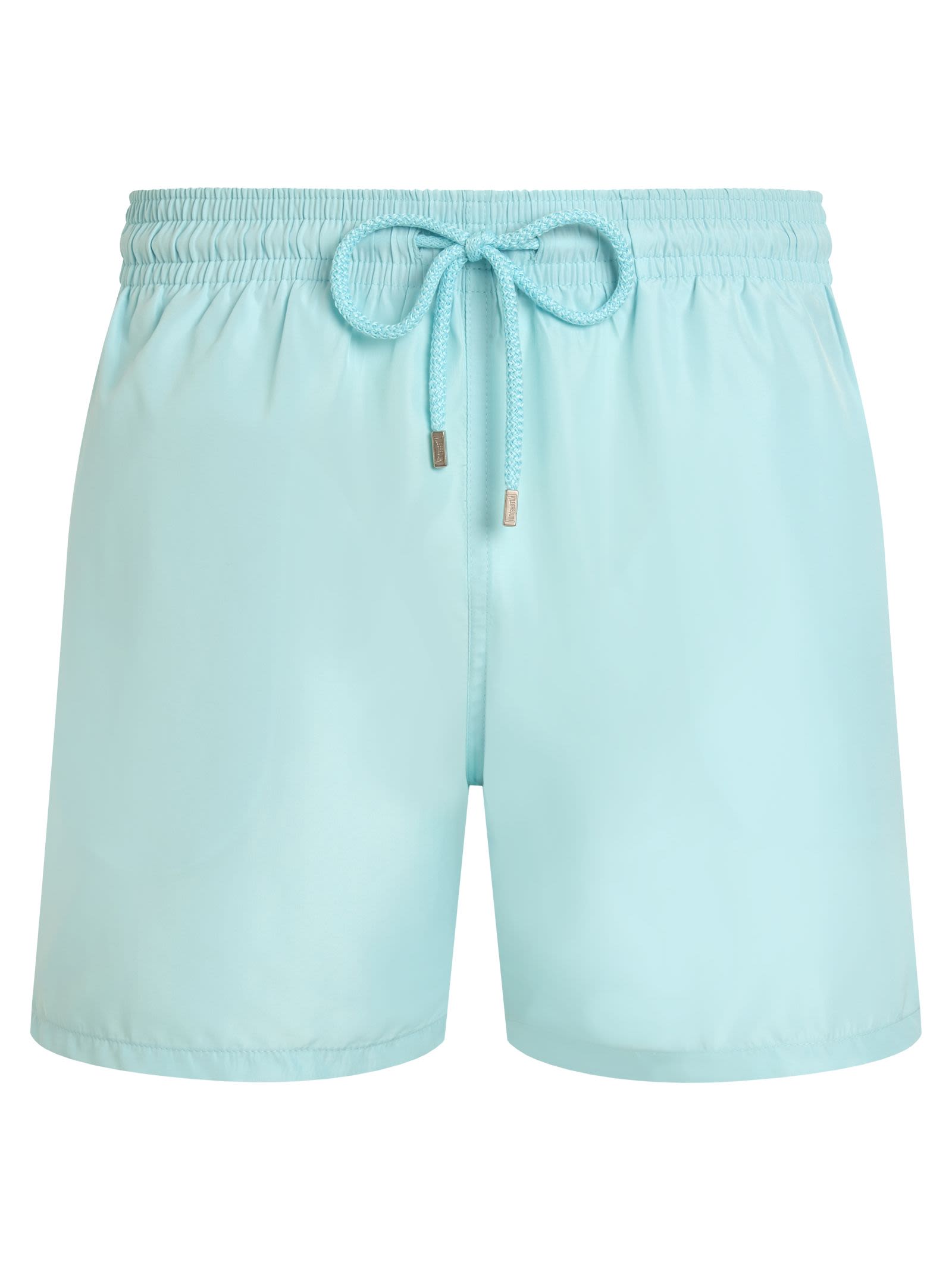 Solid Swim Shorts With Drawstring And Packable Pouch