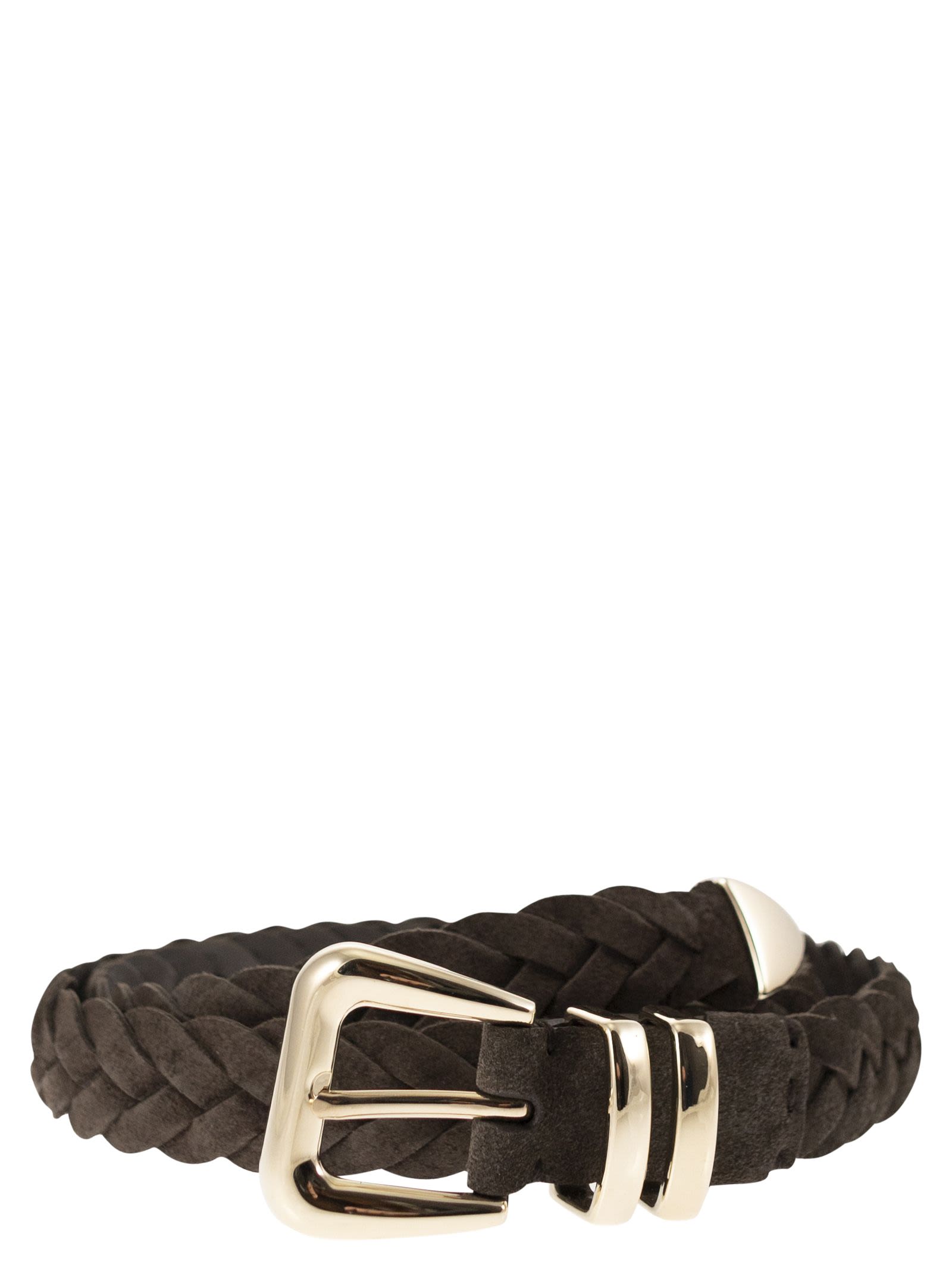 Reversed Calfskin Belt With Braided Tip
