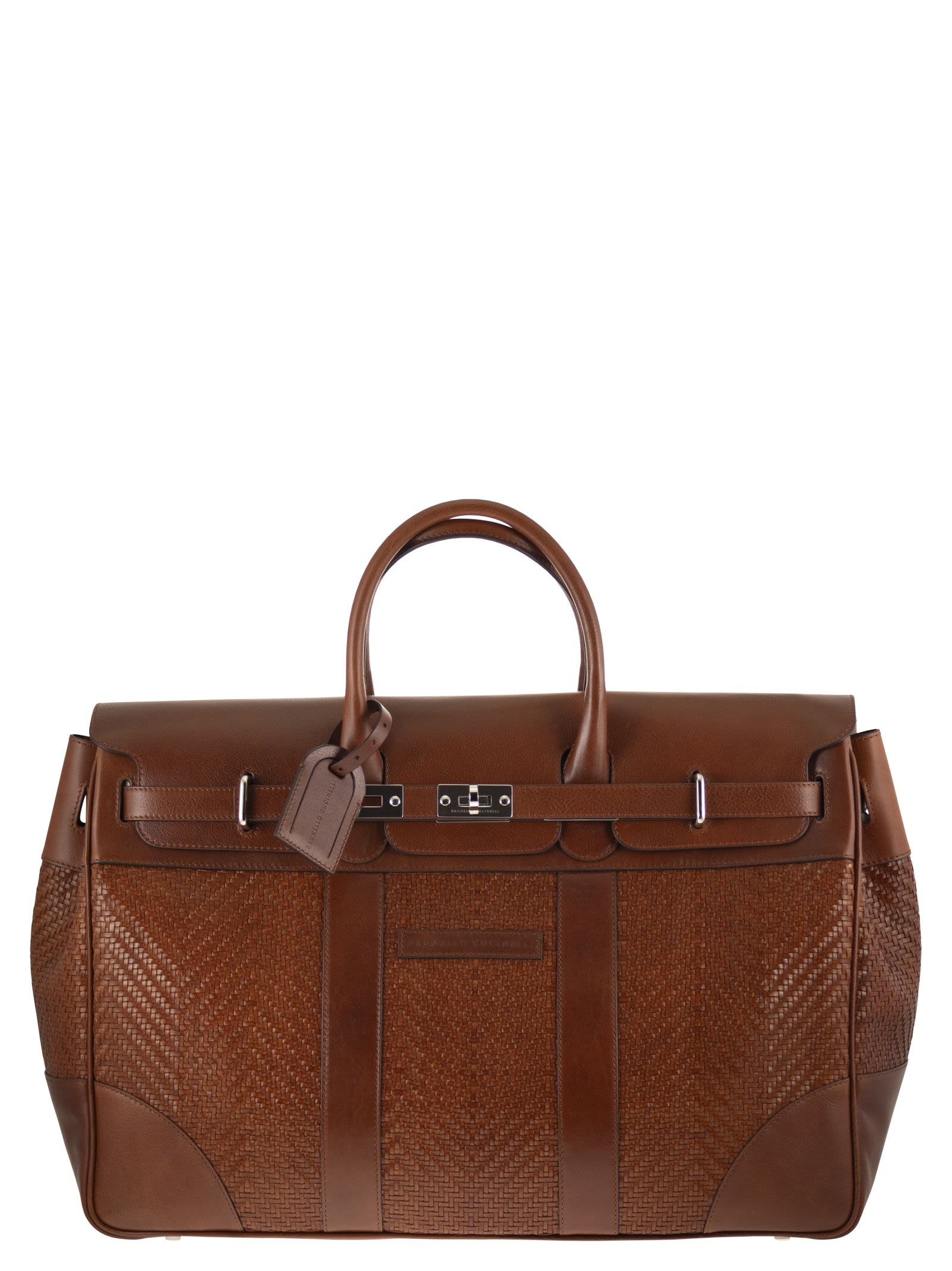 Country Bag In Woven Calfskin And Cowhide Leather
