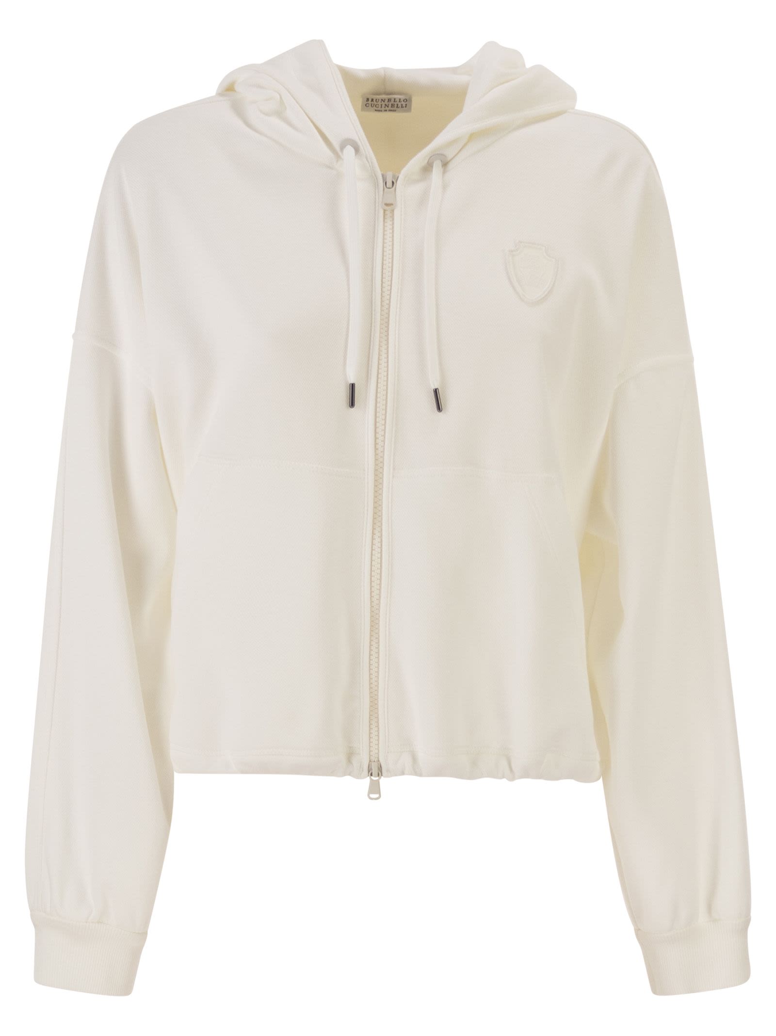 Hooded Zip-Up Sweatshirt In Technical Cotton Jersey
