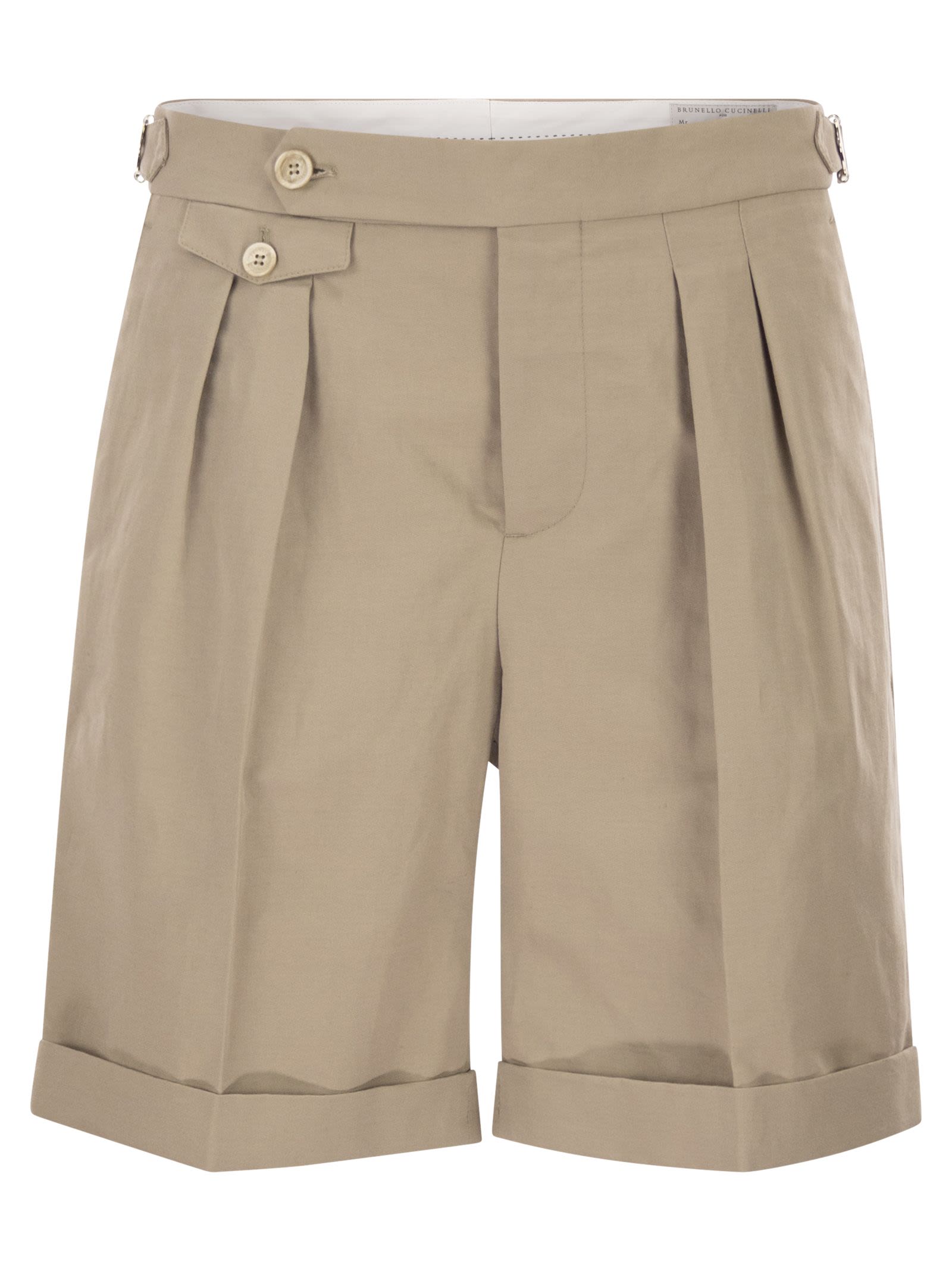Cotton And Linen Panama Bermuda Shorts