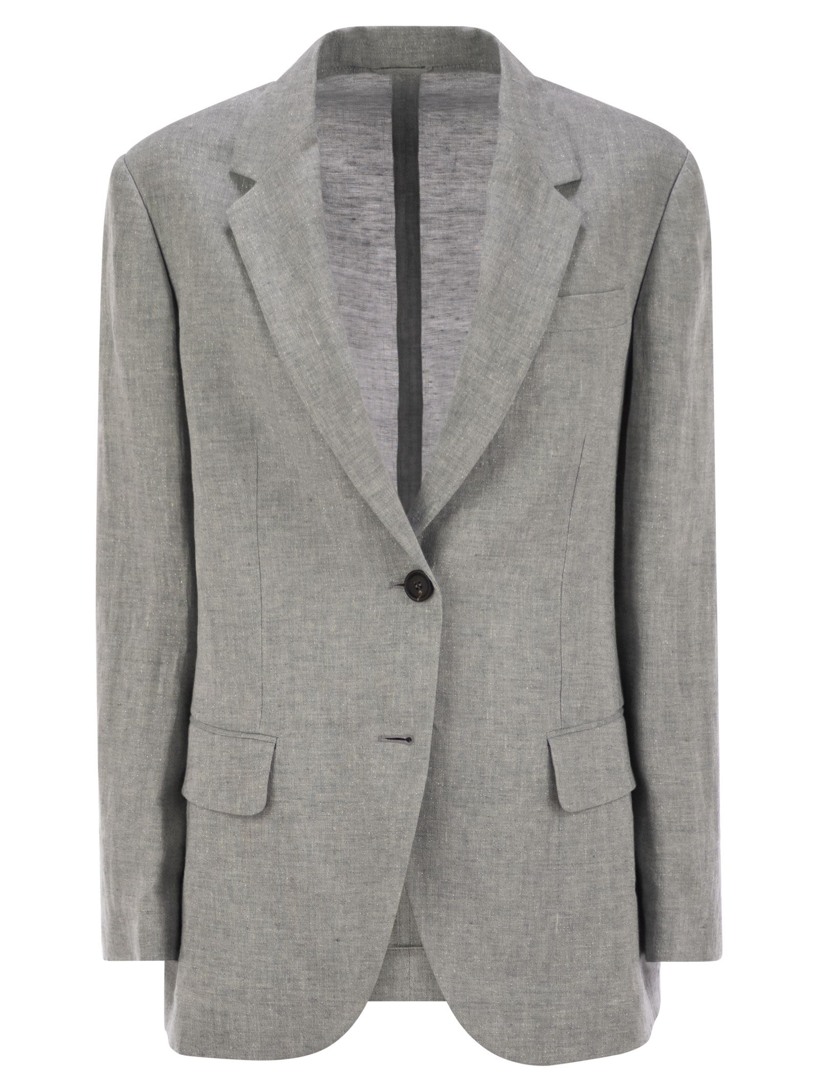 Sparkling Linen Canvas Jacket With Jewellery