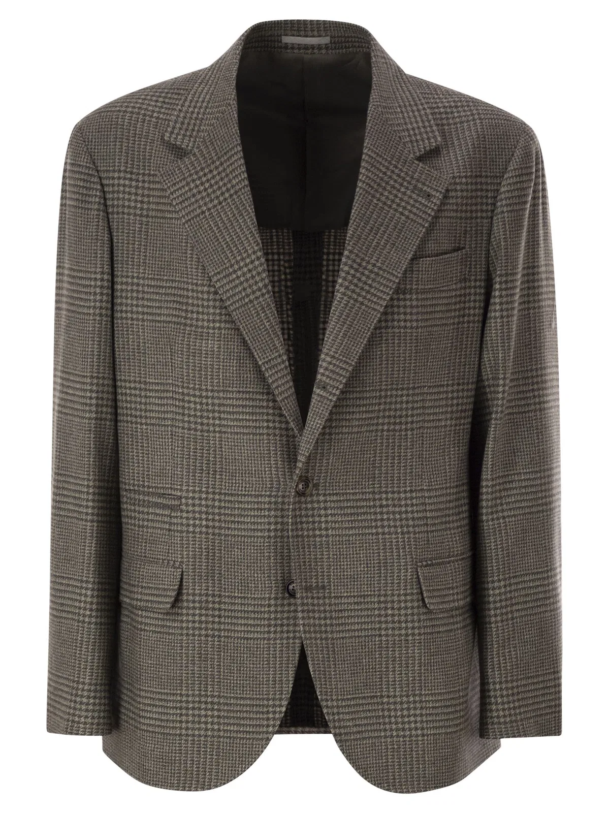 Prince Of Wales Wool And Cashmere Blazer With Tailored Construction