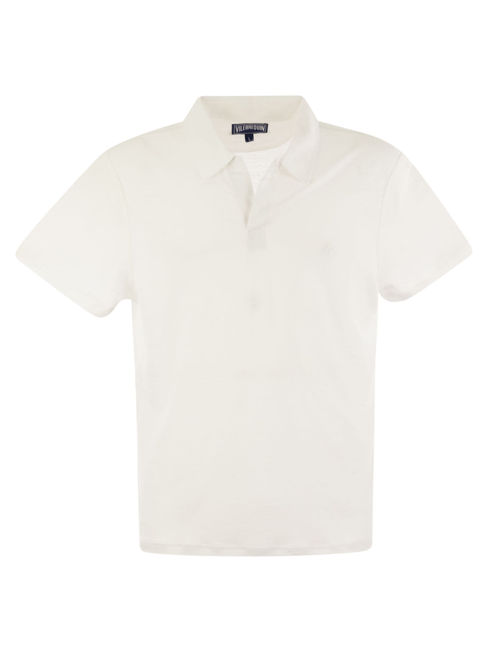 Short-Sleeved Linen Polo Shirt