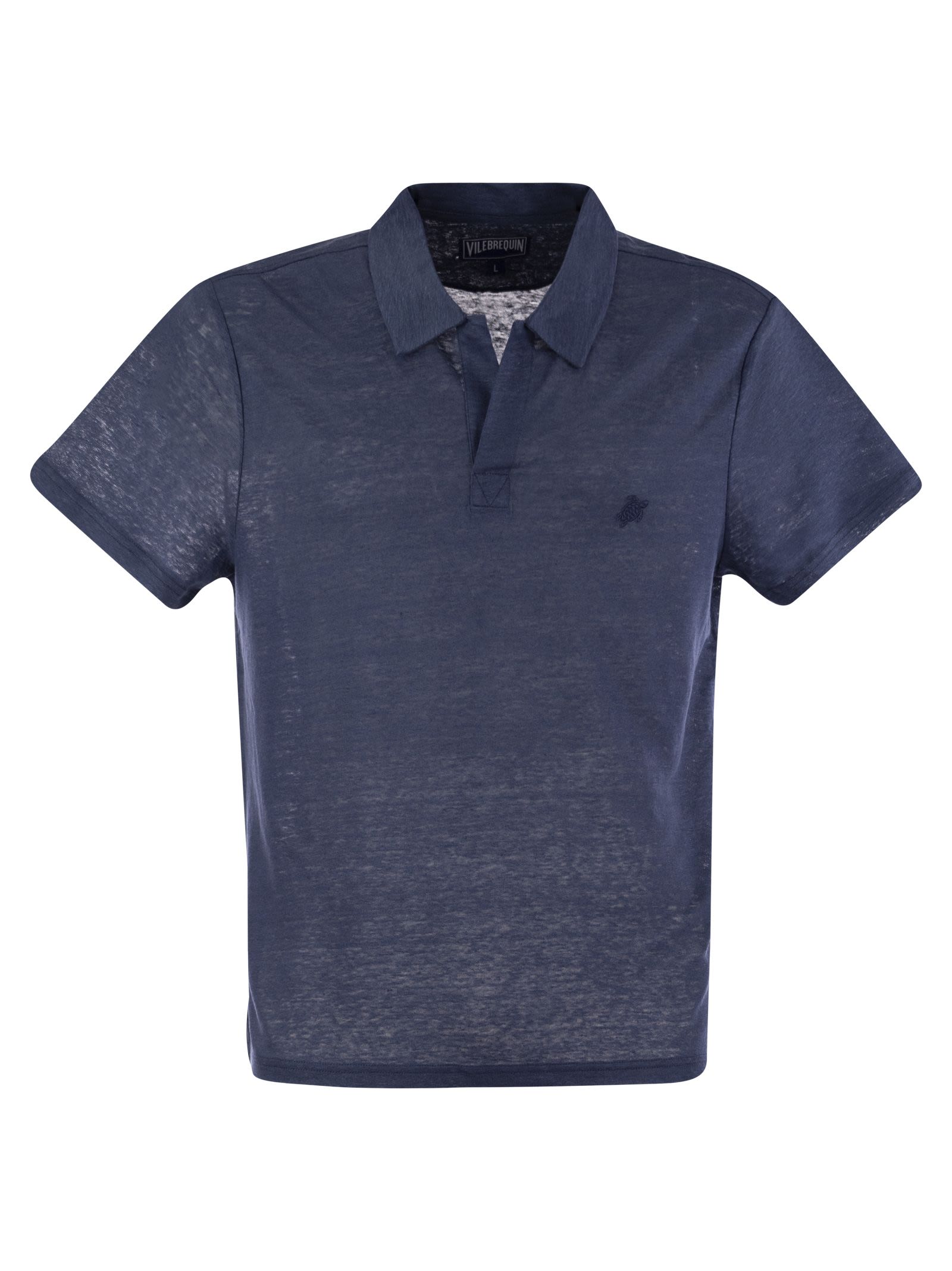 Short-Sleeved Linen Polo Shirt