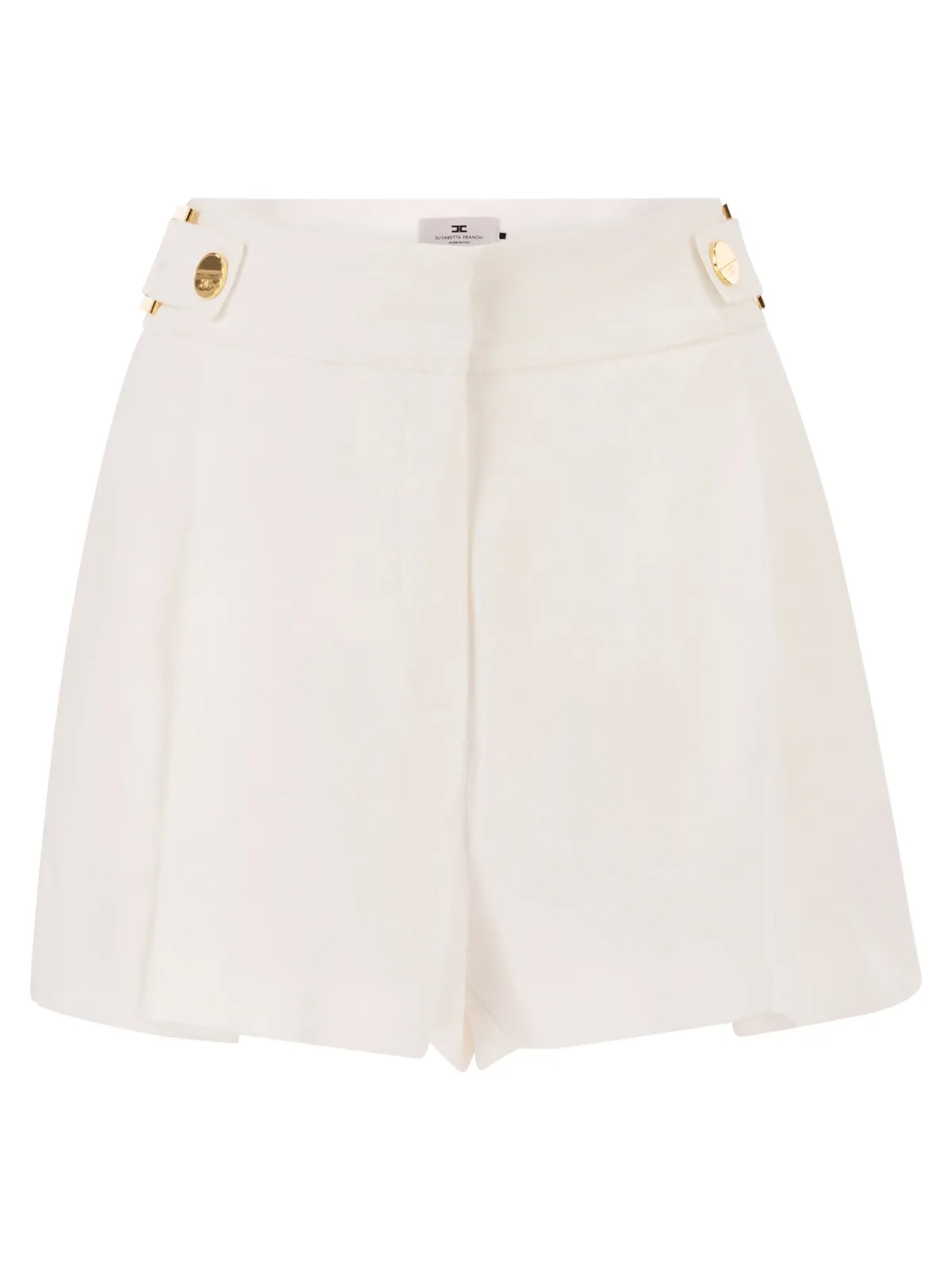 Tailored High-Waisted Shorts With Gold-Tone Logo Buttons