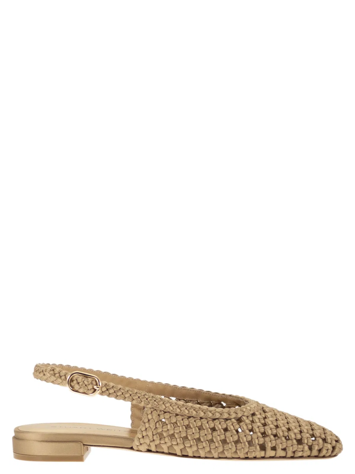 Stuart Weitzman Woven Satin Slingback Flats With Pointed Toe